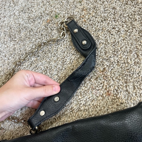 TORY BURCH Black Leather Amanda Logo Clutch Crossbody Chain Link Shoulder Bag - Picture 11 of 15